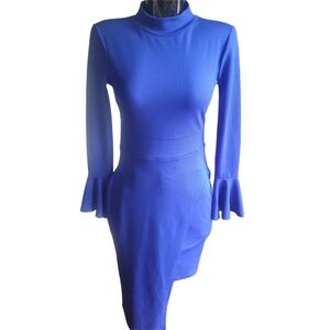 Venus Royal Blue Mock Neck Dress S